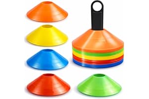 ATHLEJOY Cônes de marquage Slalom pour football, athlétisme - Accessoires d'entraînement et accessoires de football