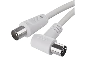 ‎EMOS EMOS Aerial Cable, Coaxial Cable, TV Cable, 5 m, Coax Cable for Digital TV, Receiver, SAT, Double Shielded, Straight Coax Male to Angled Coax Female (90° Degree)
