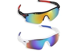 teasteam 2 Pack Kids Sunglasses for Boys Girls, UV 400 Teens Childrens Sunglasses, Fashionable Sports Glasses Ski Goggles for Cycling Running Baseball Golf - Lightweight Protection Eyewear