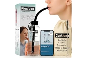 ALEJANDRO FUENTES FlexiVox®, kit per allenamento vocale | Utilizzato in logopedia e terapia della voce con talco asettico + Bottiglia graduata + Spazzolina + Borsa + eBook digitale + Tappo regolabile (Nero spaziale)