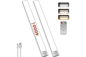 LUJASI LED Sottopensile Cucina con Telecomando, 40 cm Luce Armadio LED con Sensore di Movimento, 3000k-6000k, Dimmerabile, Ricaricabile - Per Armadio, Scale, Guardaroba, Cucina, Corridoio(2 pezzi)