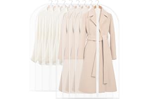 SOBEAU 8 Fundas de Ropa, Fundas Ropa Armario Transparente 60 x 120/100 cm, Bolsas Guardar Ropa Antipolvo Impermeable Camisas, Bolsa de Ropa para Traje, Vestidos, Camisas,Noche (Blanco)