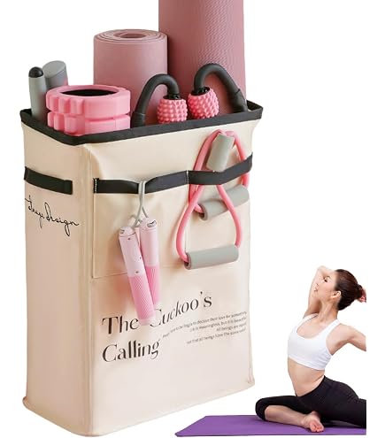 Donened – Scaffale Porta Manubri E Tappetino Yoga Con 6 Ruote, Organizzatore Per Palestra Domestica, Nero, 91,5x30x82,5 Cm