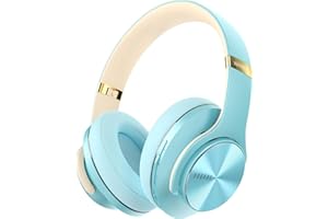 DOQAUS Bluetooth Kopfhörer Over Ear, [Bis zu 90 Std] Kabellose Kopfhörer mit 3 EQ-Modi, HiFi Stereo Faltbare Headset mit Mikrofon, weiche Ohrpolster für iPhone/ipad/Android/Laptops-Kristallblau