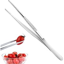 MUNGHOK 3-teiliges Pinzetten-Set, 25 Cm, Edelstahl – Mit Gezackten Spitzen Für Grillen, Kochen & Garnieren