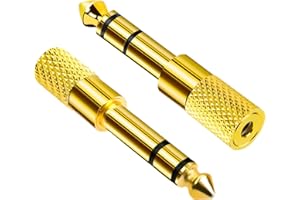 AHDXKUE Headphone Jack Adapter 6.35mm Male to 3.5mm Female Audio Stereo Adapter, Aux Jack Plug Adapters for Keyboard Digital Piano Amplifier Earphone, Etc, 2 Pack