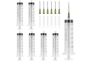 PEAKTOP 6 sztuk strzykawki laboratoryjnej 60 ml, wielokrotnego użytku Strzykawka z wagą, plastikowe strzykawki, strzykawka z zatyczkami igłowymi, strzykawka do laboratoriów naukowych