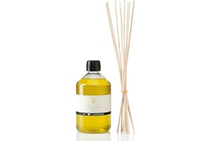 ‎OLORI Raumduft Nachfüll-Set „Lemongras“ 500ml inkl. 10 Rattan-Stäbchen - Duftöl mit ätherischen Ölen - Nachfüller Lufterfrischer frisch, fruchtig und spritzig - Nachfüllflasche 100% Natürlich & Rein
