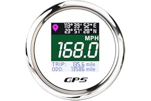 PIOUSUNT 52mm GPS Geschwindigkeitsmesser, Digital Tachometer Kilometerzähler Wasserdicht MPH Km/h Knots Einstellbar Tachometer für Auto, Boot, Motorrad, LKW