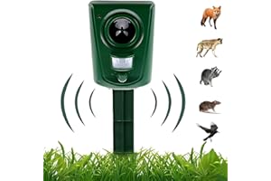 YOPOTIKA Répulsif à ultrasons pour chat - Fonctionne avec piles - Imperméable - Répulsif extérieur avec détecteur de mouvement pour jardin, cour, champ, chiens de ferme, oiseaux, renard