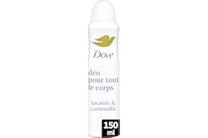 Dove - Déodorant pour Tout le Corps - Spray - Lavande & Camomille - Anti Odeurs et Traces Blanches 72h - Conçu pour les Peaux Sensibles - 150ml