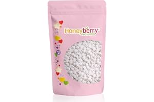 HONEYBERRY Vermicelles Pâtisserie Naturels et Comestibles 200g – Vermicelles de Sucres Décoratifs Colorés, Idéaux Pour Décorer Gâteaux, Biscuits et Desserts – Produit dans l’UE (Flocons de Neige Blancs)
