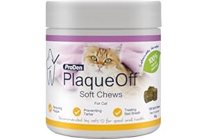 ProDen PlaqueOff 120 masticativi morbidi per gatti, rimozione naturale del tartaro, combatte l'alito cattivo, riduce la placca e migliora l'igiene orale generale