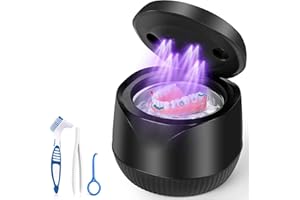 VANKARR Nettoyeur Ultrasonique Dentaire avec UV, Vanakrr 45000Hz 25W Portable Pod Dentaire pour Gouttières, Prothèses, Attelles et Aligneurs - 4 Lampes UV-C, 200ml, Noir