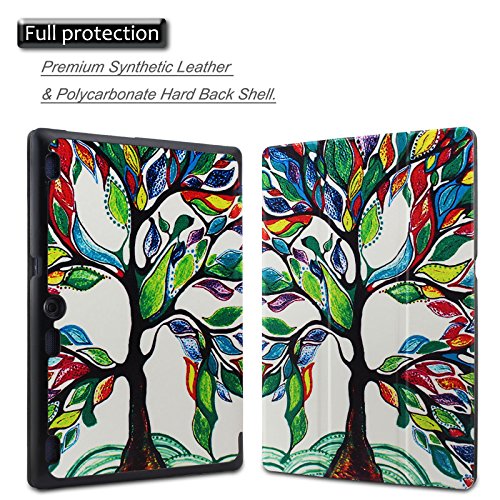 Infiland Lenovo Tab 2 A10-70 / Tab 2 A10-70L / Tab 2 A10-70F / Tab 2 A10-30F / Tab 2 A10-30L / Tab 3 10 Business/ Tab3 10 Plus Hülle Case, Ultra Dünn Tri-Fold Smart-Muschel PU Leder Schutzhülle für Lenovo Tab 2 A10-70 / Tab 2 A10-30 / Tab 3 10 Business/ Tab3 10 Plus 10,1 Zoll Tablet (mit Auto Schlaf / Wach Funktion)(Fröhlicher Baum) - 2