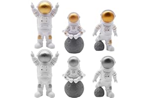 Regerly Astronauten Figur Deko, 4 Stück Astronauten Figur Spielzeug Spaceman Statuen Modell Tortendeko Kuchen Topper Geburtstag Weltraum Thema Party Geschenke Kuchendekoration Blau (Gold Silber)