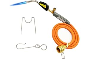 Gotrain - Linterna de gas de propano con manguera de 1,5 m y válvula de llama ajustable, punta de latón, interfaz CGA600 para soldadura, encendido y barbacoa