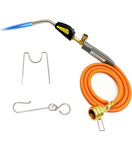 MAPP Torche Au Propane / MAPP - Tête Chalumeau Avec Tuyau 1,5 M, Allumage Auto & Flamme Réglable, Pointe Laiton CGA600