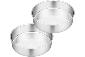 Homikit Cake Tin Set of 2, 8inch Round Cake Tins Stainless Steel for Baking Roasting, Christmas Birthday Layer Cake Mould Pan Bakeware, Healthy & Sturdy, Mirror Finished & Dishwasher Safe