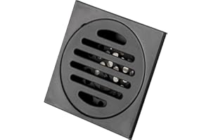 GERUIKE Desagüe de Suelo para Bañera con Cubierta Cuadrada de Extraíble,Antiolores Piso Desagüe Ducha 9,7x9,7 Rejilla Ducha con Tapa de Drenaje de Piso de Acero Inoxidable para Baño Ducha Cuarto Negro