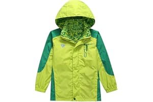 BASADINA Boy Waterproof Raincoat - UPF 50 Protection Kids Jacket, Breathable Hoodie Jacket Coat, Outdoor Rain Jacket - Wind Resistant 5-14 Years for Travelling