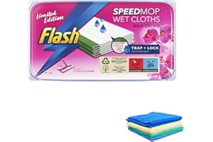 SERENETOUCH Flash Speed Mop Anti- Bacterial Wet Cloth Refills. Pack of 24 Replacement Hygiene Floor Wipes for Domestic and Commercial Cleaning. Includes Additional Microfiber Cloth, Wild Orchid Scent.
