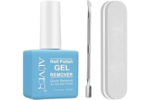 EMMEXX ALIVER Solvente per Smalto 15 ml- per unghie con strumento spingi cuticole, rimuove lo smalto gel in 2-4 minuti, senza bisogno di pellicola, ammollo o impacco, fai da te sicuro e veloce