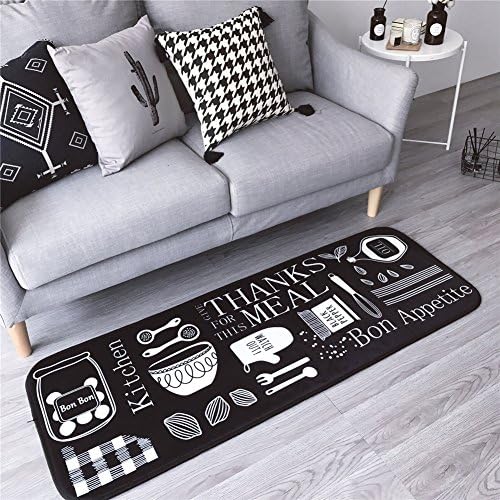 Non-Slip Runner Rug Kitchen rugs and mats for Floor for Kids Room-19.7 x 66.9 Inch (19.7 x 66.9 Inch, Black Kitchen)