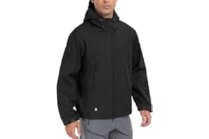 Aosyax Uomo Giacche Softshell Militare Tattico Impermeabile per Campeggio Caccia Pesca Outdoor Giacca con Cappuccio