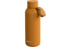 Quokka Solidny Z Silikonowym Wieszakiem - Amber 510 ML | Butelki Na Wodę Ze Stali Nierdzewnej Bez BPA |Podwójna Ścianka Termiczna Butelka - Utrzymuje Zimno i Ciepło dla Dzieci i Dorosłych