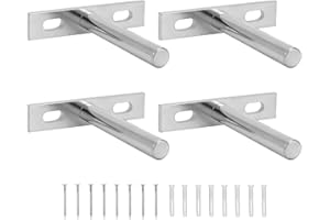 QWORK® 4 Pcs Floating Shelf Bracket 3 Inch 75mm Heavy Duty Hidden Shelf Brackets with Mounting Screws for Wall Mounted Decoration Cabinet Furniture Shelf Support