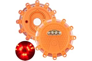 NAVESO 2 luci di avvertimento a LED impermeabili, caricabatteria da auto, cacciavite, 9 modalità lampeggianti, per auto, incidenti stradali, guasti, camion, navi (arancione)