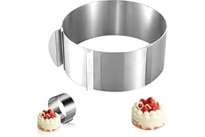 Jortmrd Aro para Tartas Ajustable 16-30cm Anillo de Pastel de Acero Inoxidable Frost Form Anillo Repostería Alto 10cm con Escala, para Hornear, Decoración de Pasteleria, Chocolate, Mousse, Pastel