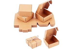 PH PANDAHALL PandaHall 50pcs Petite Boîte en Carton, Boîte de Papier Kraft Mini Boites Cadeau Carton Boîte-Cadeau de Noël Boîtes de Bonbons pour Fête, Mariage, Anniversaire, 5.5x5.5x2.5cm
