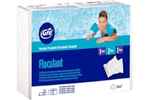 Gre 76044 - Ffloculant en cartouches, action clarifiante pour l’eau de piscine. Traitement pour piscines de tout type. 1 kg, cartouches de 125 grammes.