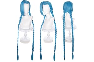 wxypreey Jinx Cosplay peruka niebieska długa peruka 120 cm