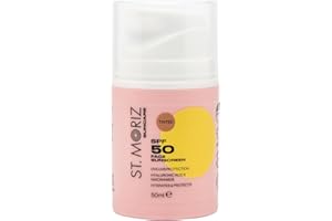 ST. MORIZ St Moriz Suncare SPF 50 Tinted Face Sunscreen | UVA & UVB Protection SPF 50 Daily Use Sunscreen Face Lotion with Tinted Coverage, Hyaluronic Acid & Niacinamide | Dermatologically Tested | Vegan | 50ml