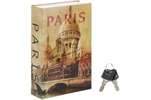 Diversion Book Safe with Key Lock, Parrency Hidden Safe Box of Classical Design, Medium, Paris, 9 1/2" x 6" x 1 1/3", SBH-M013