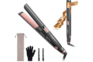 BESTOPE MIX Lisseur à cheveux avec revêtement en céramique tourmaline avec écran LCD avec température réglable de 80 °C à 230 °C pour tous les types de cheveux