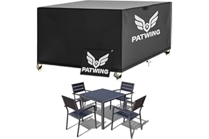 PATWING Housse Salon de Jardin, Housse Table de Jardin avec Corde et Boucle Verrouillage, Housses pour Mobilier de Jardin, Bâche de Protection Étanche 600D Oxford Tissu Imperméable (180*120*74cm)