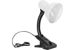 Virone LATSA 10W Lampe de Lecture Lit E27 Avec Clip et Interrupteur Acier + Plastique Flexible Longueur du câble ~ 90 cm (blanche)