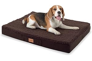 brunolie Balu - Lit pour Chien, Lavable, orthopédique et antidérapant, Coussin pour Chien, Peluche, Mousse à mémoire Respirante, Taille M (79 x 60 x 8 cm) - Marron foncé
