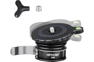 Base de nivellement ARTCISE LH5, Verrouillage Rapide (Verrouillage Rapide 1 s) Inclinaison de +/- 15 ° Réglage Horizontal Tête de trépied Tête de Monopode, Charge maximale 20 kg