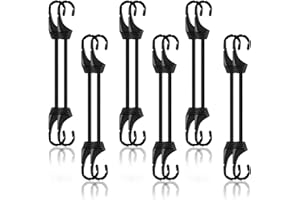 THIREI Paquete de 12 Goma Elástica con Gancho, Tensor Cuerda Elástica de 10 cm, Pequeños Cordones Elásticos con Ganchos para Bicicletas, Equipaje, Carga, Camping al Aire Libre (Negro)