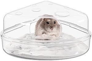 BUCATSTATE Hamster Sand Bath Box - Caja de arena transparente Carrito de arena Baño de arena Cuarto de ducha y contenedor de excavación Versión de realce (pequeño, transparente)
