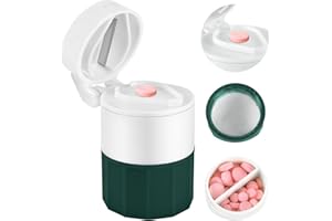 Fefod Taglia Pillole 4 in 1, Frantuma Trita Porta Pillola Portatile, Trita Pastiglie con Porta Pillole, Facile da Trasportare, Tagliare e Conservare Medicine, per Viaggi e Uso Quotidiano