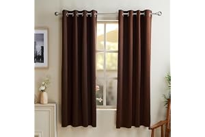 amazon basics - Room Darkening Blackout Window Curtains, 100% Room Darkening | 5 Feet |Set of 2| Plain Design | for Living Ro