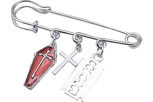 GENERIC Chenpaif Gothic Minimalistische Brosche Kreuzklinge/fünfzackiger Sternknochen/Büroklammer Kreuz Stern Anstecknadel Mode Sneaker Zubehör A#, as shown in the picture, Metall