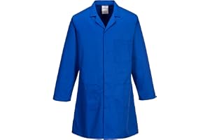 Portwest 2852 Labbrock Polybomull 3 Fickor Ringstift Fram Hållbar Slitstark | Kungsblå, M, UPF 50+, Normal Passform, Kort Ärm, 35% Bomull, Polyester, Stickade Muddar, Bröstficka, Bakre Ventilation