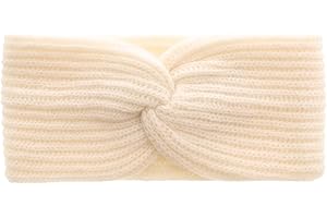 Zwillingsherz Rippen Stirnband aus 100% Kaschmir - Hochwertiges Grobstrick Kopfband Uni Design für Damen Frauen - Wolle - Ohrenschutz Haarband - Sport Freizeit warm weich - Frühjahr Herbst Winter